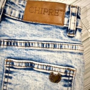 CHIPRE Acid Wash High Waisted Skinny Jeans Women Light Blue Distressed Denim